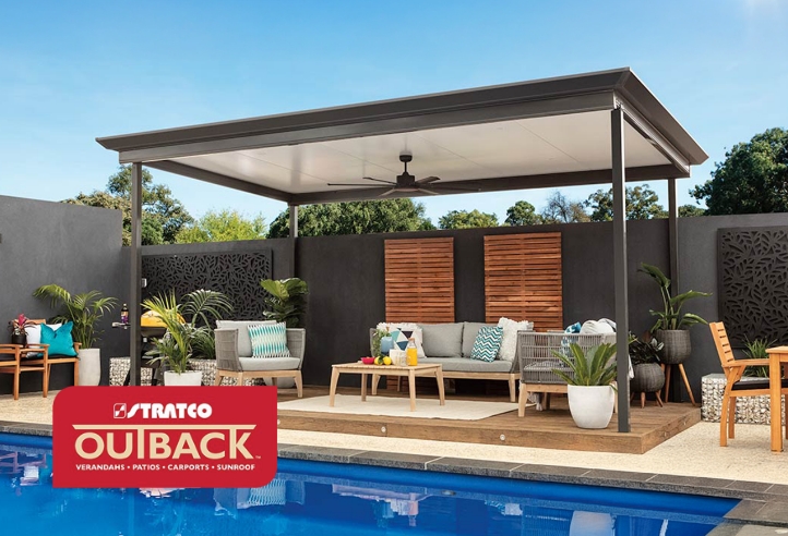 Stratco Outback Cooldek roofing system for outdoor living