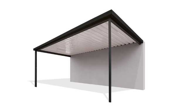 Elegant skillion roof structure with a single-pitch design, adding a modern touch to the building
