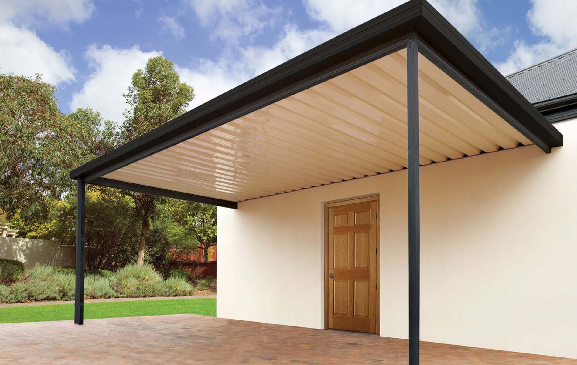 Custom-designed outdoor carport with flat roof and contemporary features in Melbourne