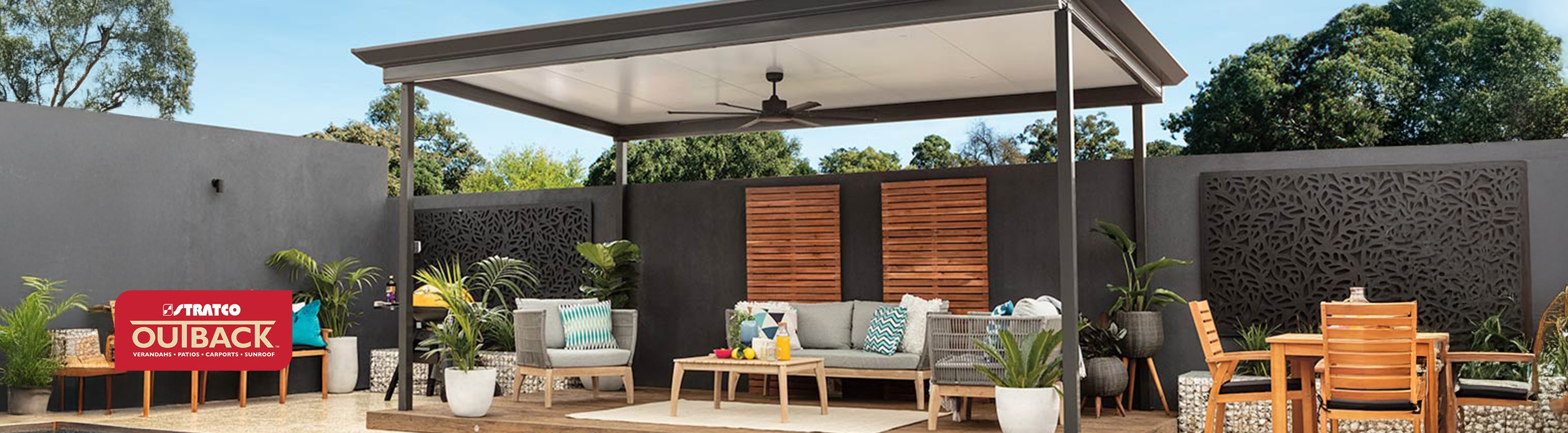 Outdoor living area with Cooldek roofing by Modern Solutions