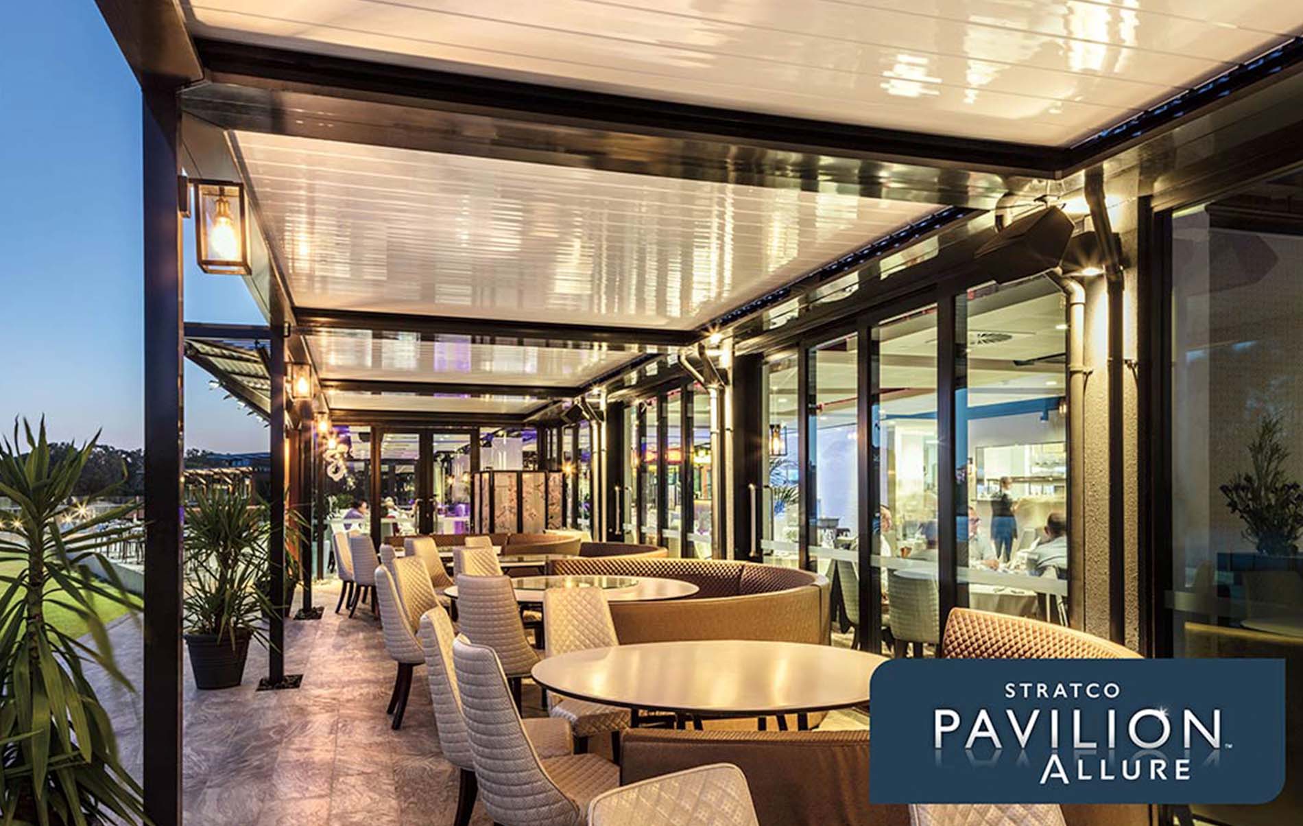 Sleek verandah with Stratco Cooldek insulated roofing, featuring integrated lighting and clean lines