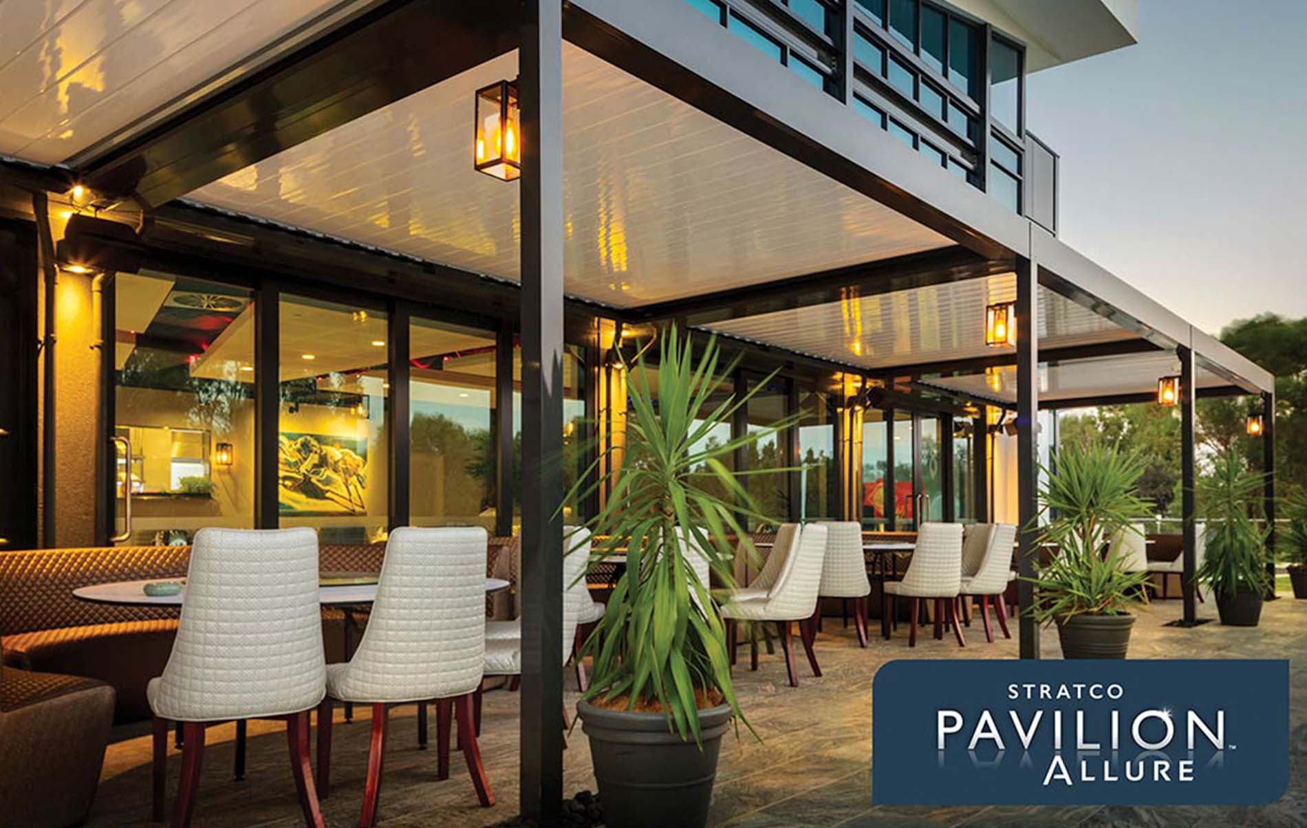 Stylish outdoor verandah with insulated Cooldek roof and ambient lighting.